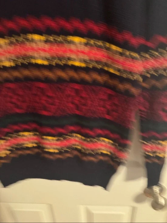 Charter Club Navy Crewneck Sweater with Horse Motif and Multicolor Fair Isle - Picture 6 of 7